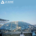 Prefab Temper Glass Roof Space Frame Steel Structure Dome Skylight